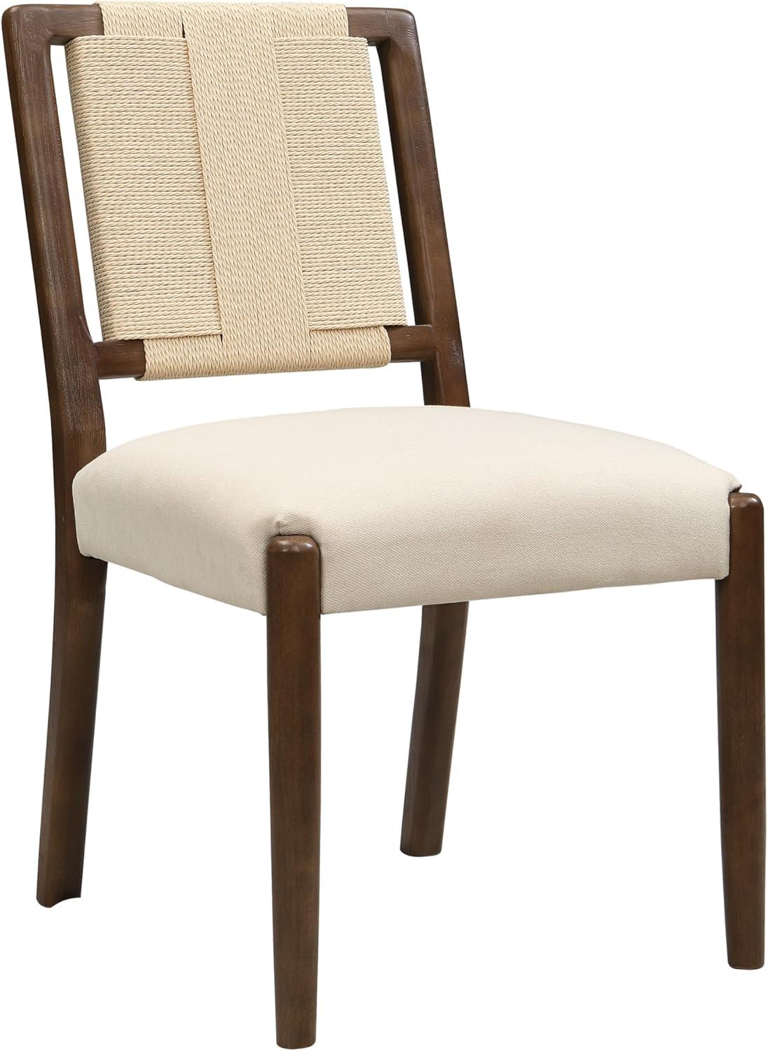 image:imageChristopher Knight Home Xinzi Comfy Upholstered Dining Chairs Set of 2 Rubberwood Kitchen Chairs with Woven Rope Backrest Extra Seat for Dining Room Armless Dining Chair Beige Natural AshBeige Walnut