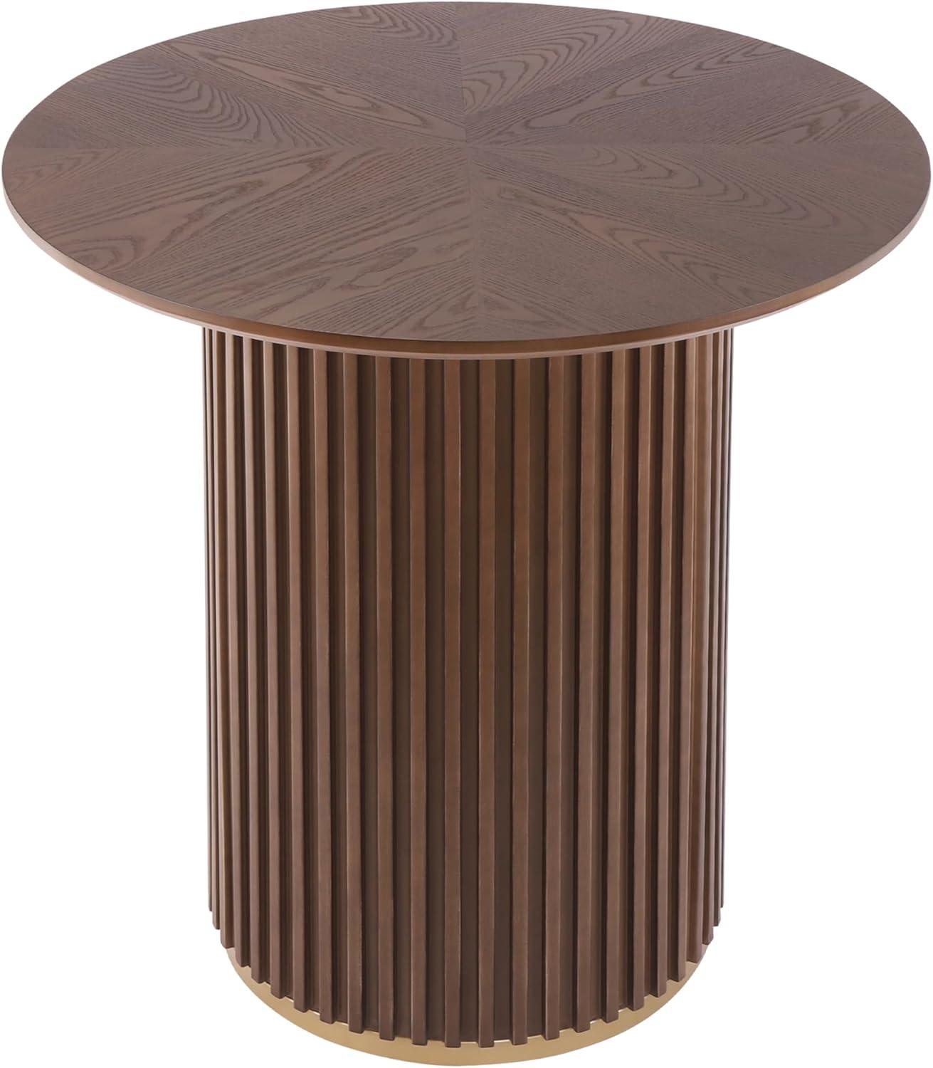 image:imageChristopher Knight Home Zenzi Round Kitchen Bar Table for Home KitchenDining Room Sturdy Wooden Counter Height Pub Table with Fluted Pedestal Base Circle Mid Century Dining Table BlackWalnut