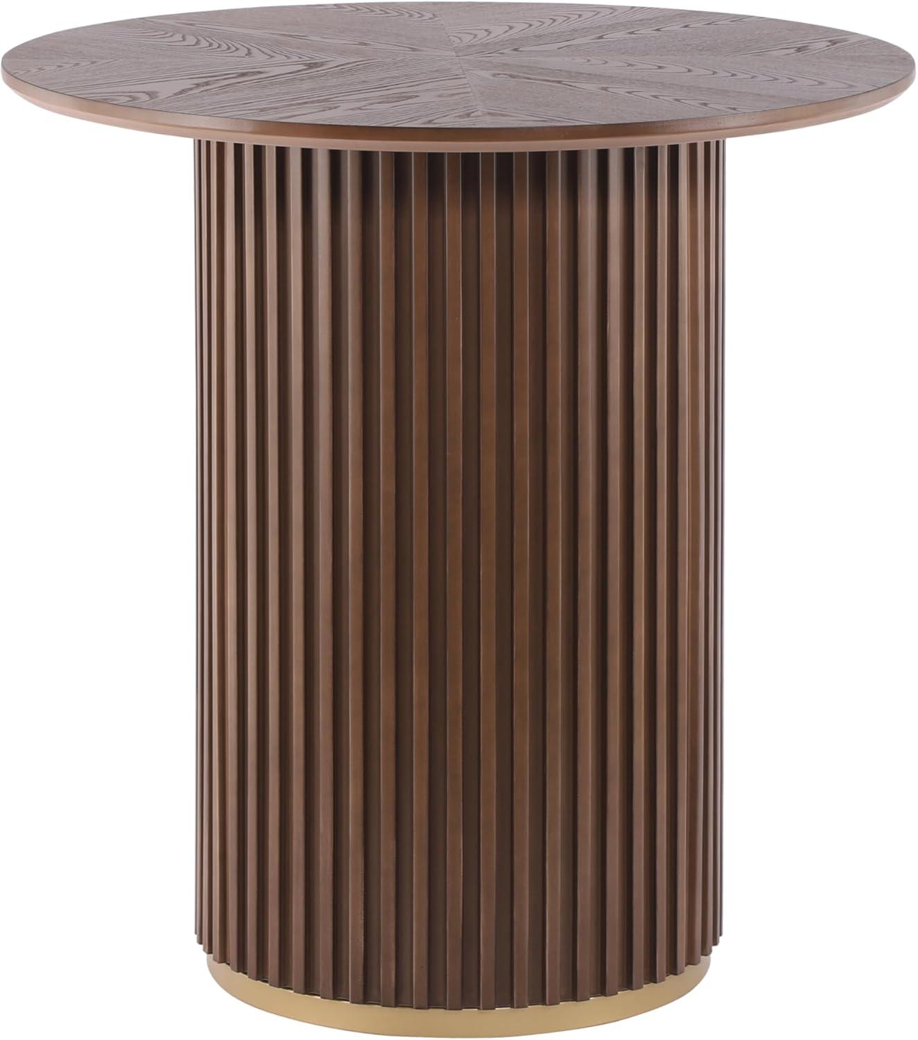 image:imageChristopher Knight Home Zenzi Round Kitchen Bar Table for Home KitchenDining Room Sturdy Wooden Counter Height Pub Table with Fluted Pedestal Base Circle Mid Century Dining Table BlackWalnut