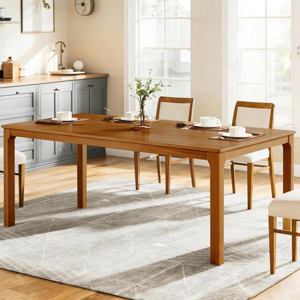 image:imageChristopher Knight Home Ace 7028L Solid Wood Dining Table for 68 People Rubber Wood Dining Room Table Minimalist Modern Rectangular Kitchen Table Easy Assembly Dining Room Furniture NaturalWalut