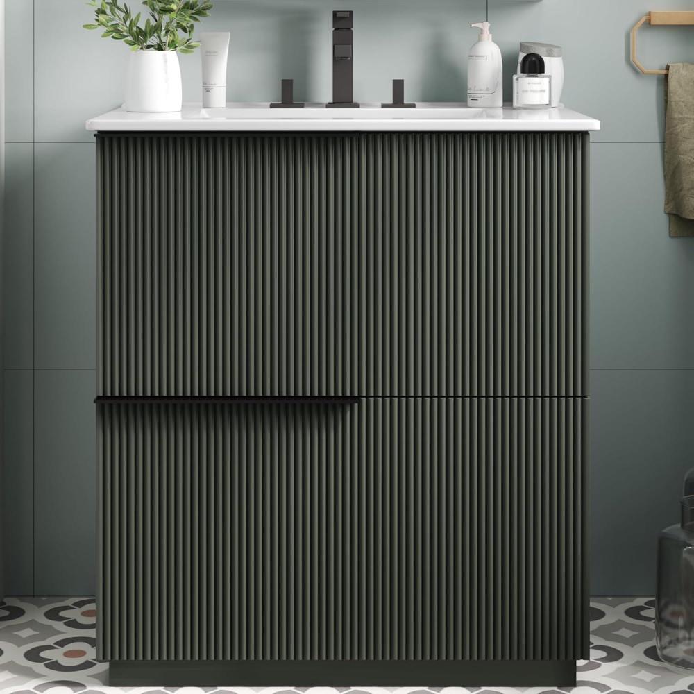 image:imageChristopher Knight Home Byron 30 Bathroom Vanity with Sink Modern Freestanding Bathroom Sink Cabinet with Drawer Undermount Vanity Sink Cabinet Bathroom Storage Cabinet with Sink Combo SetNaturalGreen