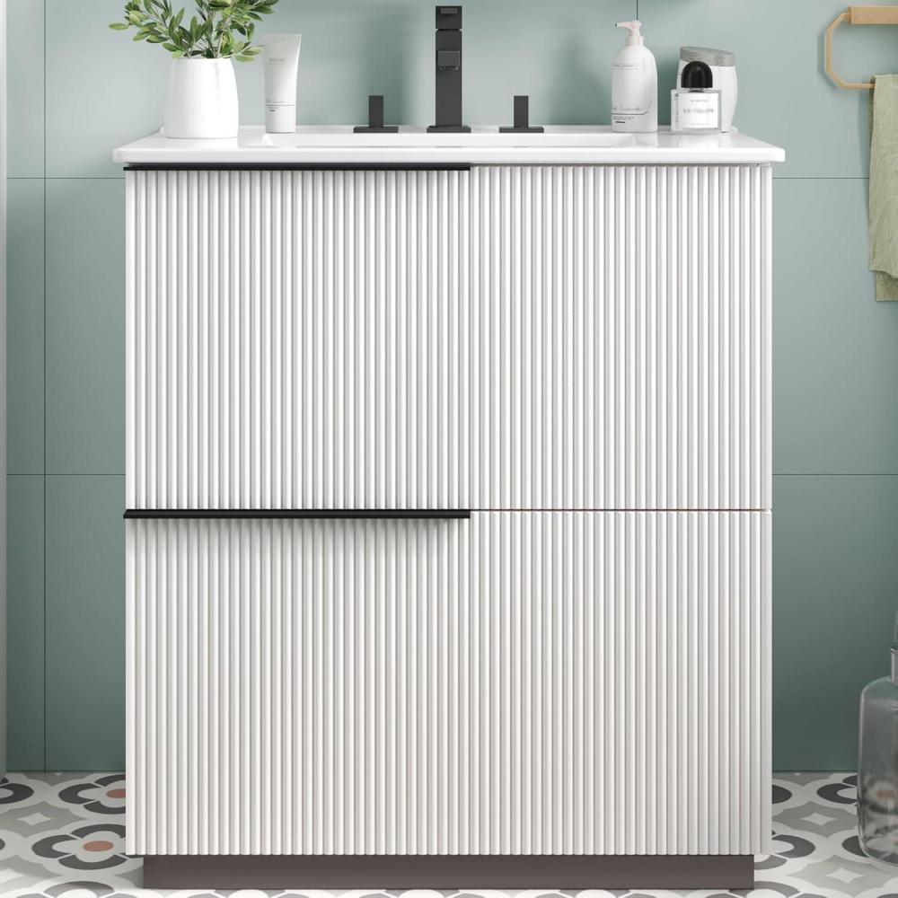 image:imageChristopher Knight Home Byron 30 Bathroom Vanity with Sink Modern Freestanding Bathroom Sink Cabinet with Drawer Undermount Vanity Sink Cabinet Bathroom Storage Cabinet with Sink Combo SetNaturalWhite