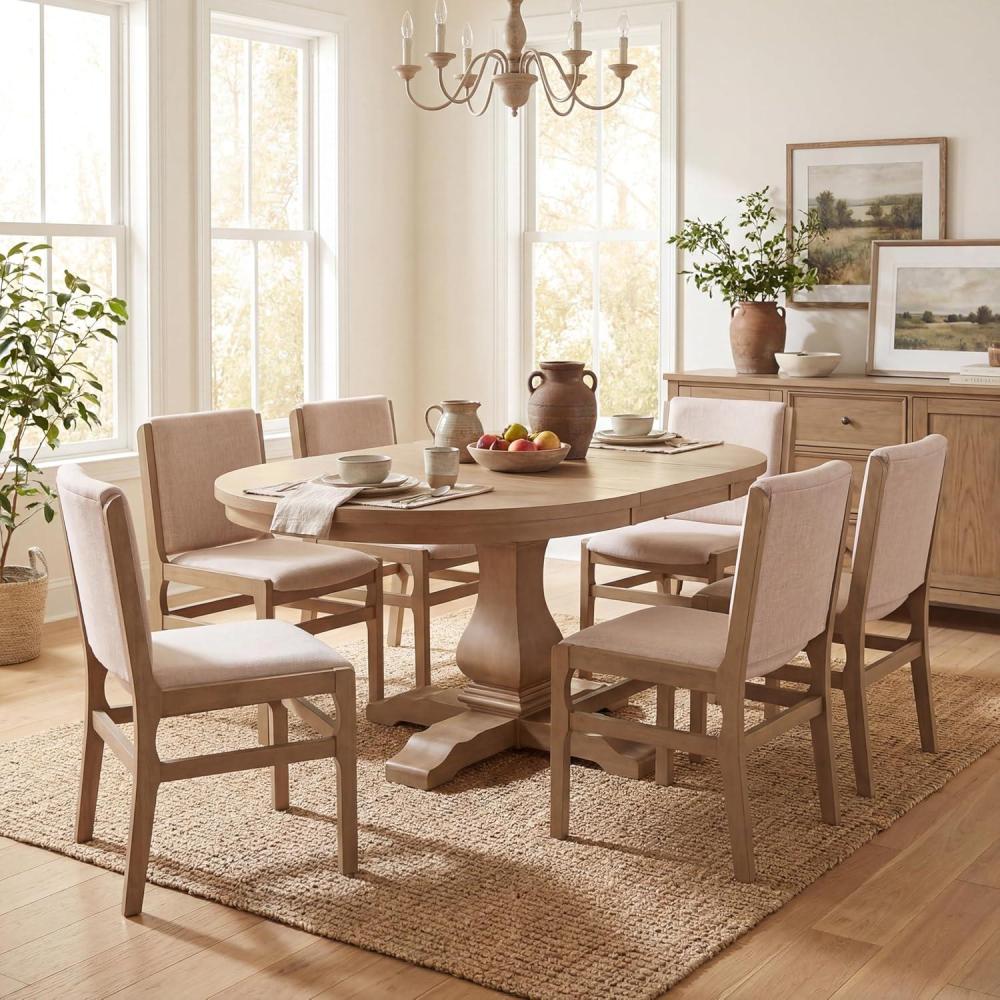 image:imageChristopher Knight Home Dean Rubber Wood Dining Chairs Set of 6 Modern Upholstered Dining Chairs Armless Kitchen Chairs Dining Room Living Room Accent Chair for Extra Seat WalnutBeigeLight Naturalbeige