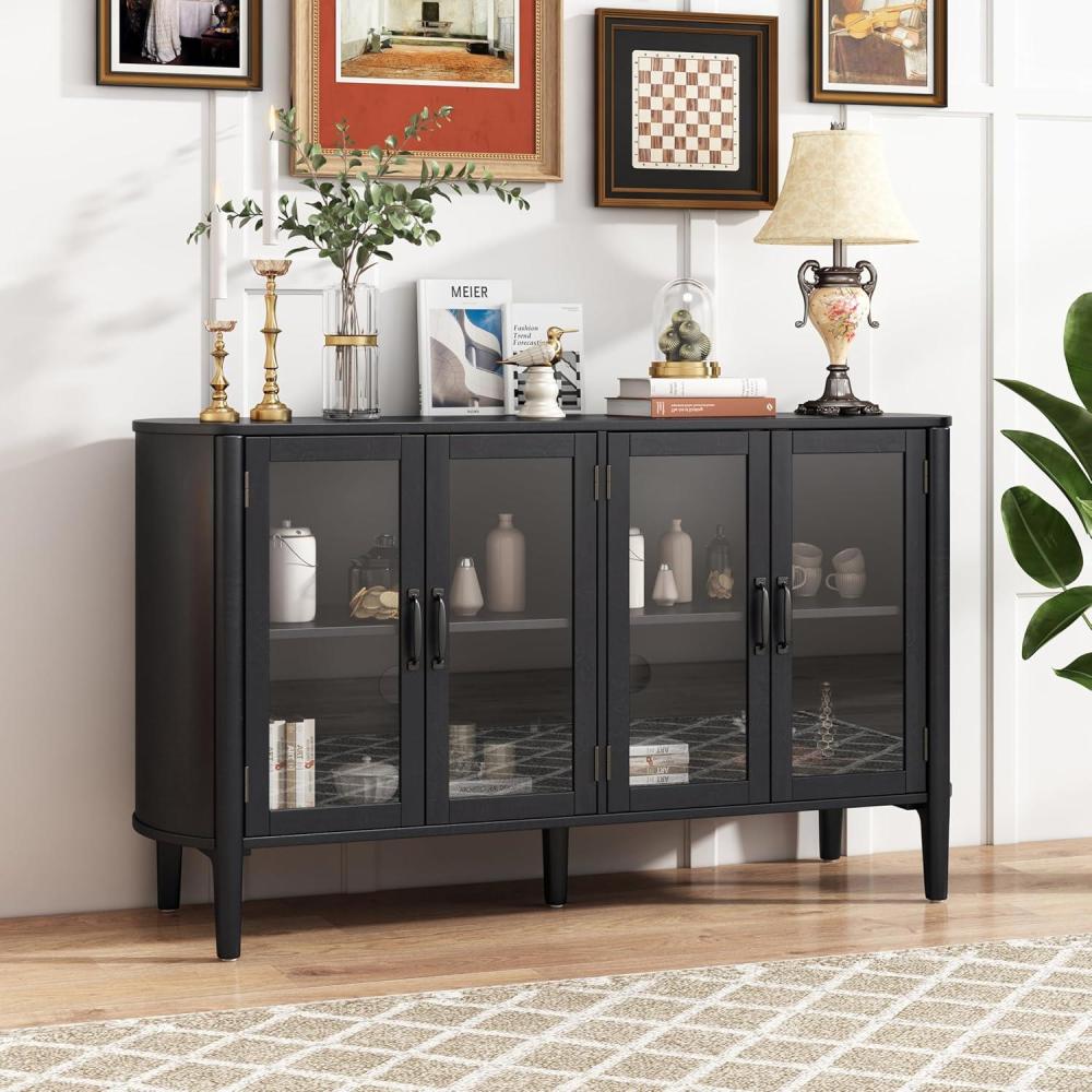 image:imageChristopher Knight Home Eileen Modern Storage Cabinet with 4 Doors Large Size Buffet Cabinet with Storage and Adjustable Shelf Wooden Sideboard Cabinet for Dining RoomKitchenLiving Room NaturalBlack