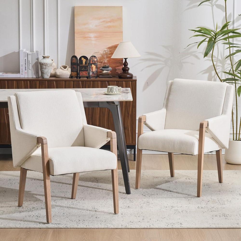 image:imageChristopher Knight Home Inmax Modern Upholstered Dining Chair Set of 2 Solid Wood Kitchen Side Chair Wooden Dining Armchair Extra Seat for Living Room Light BeigeBrownLight Beigebrown