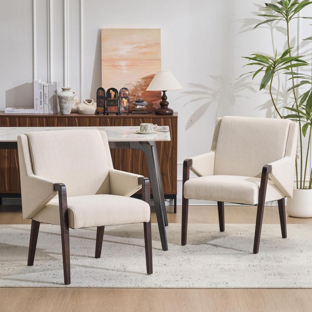 image:imageChristopher Knight Home Inmax Modern Upholstered Dining Chair Set of 2 Solid Wood Kitchen Side Chair Wooden Dining Armchair Extra Seat for Living Room Light BeigeBrownBeigeblack