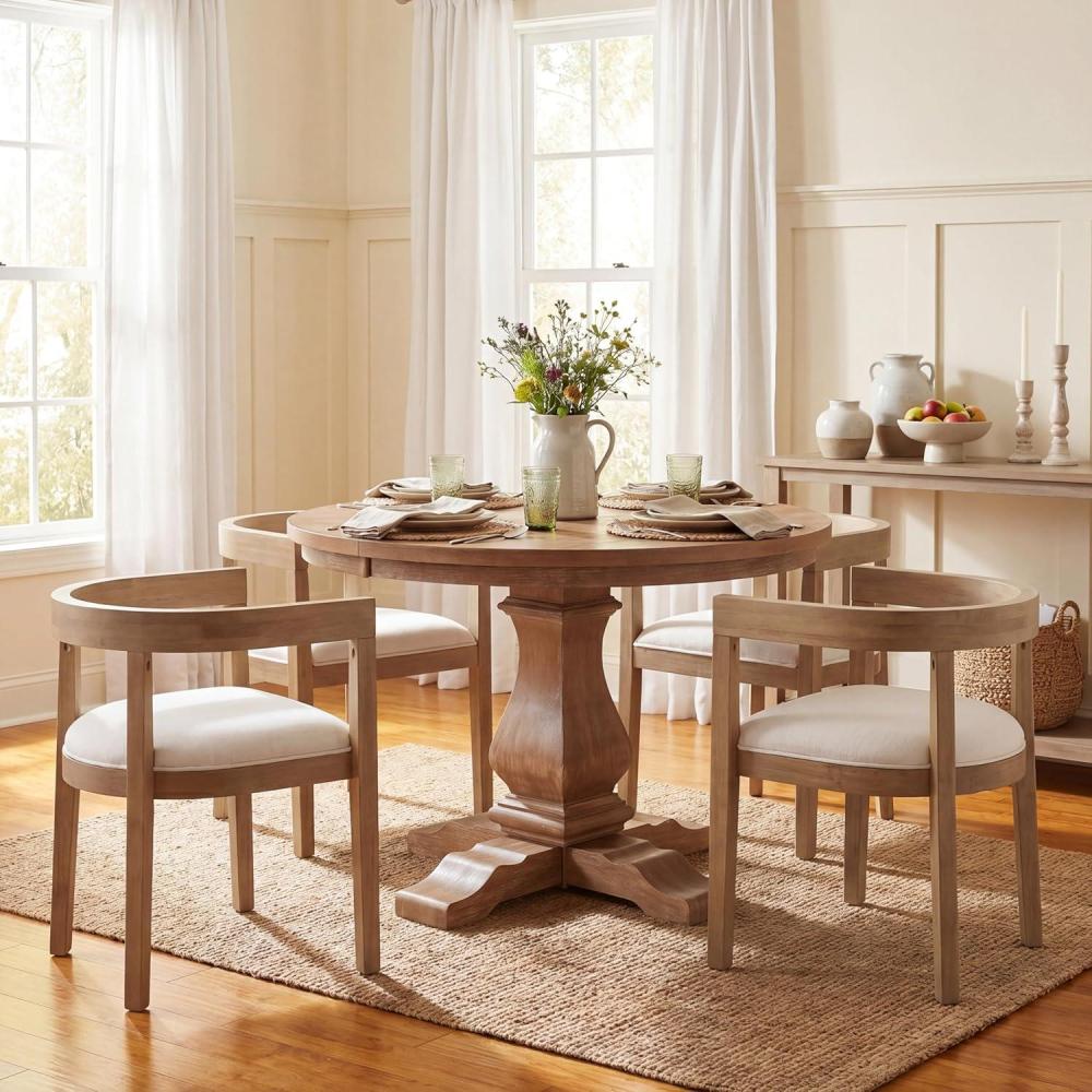 image:imageChristopher Knight Home Ladieu Extendable Dining Table Set for 4 Expandable Kitchen Table and Dining Chairs Set of 4 Rubberwood Dining Room Table Set for 4 Beige BoucleNaturalBeigenatural