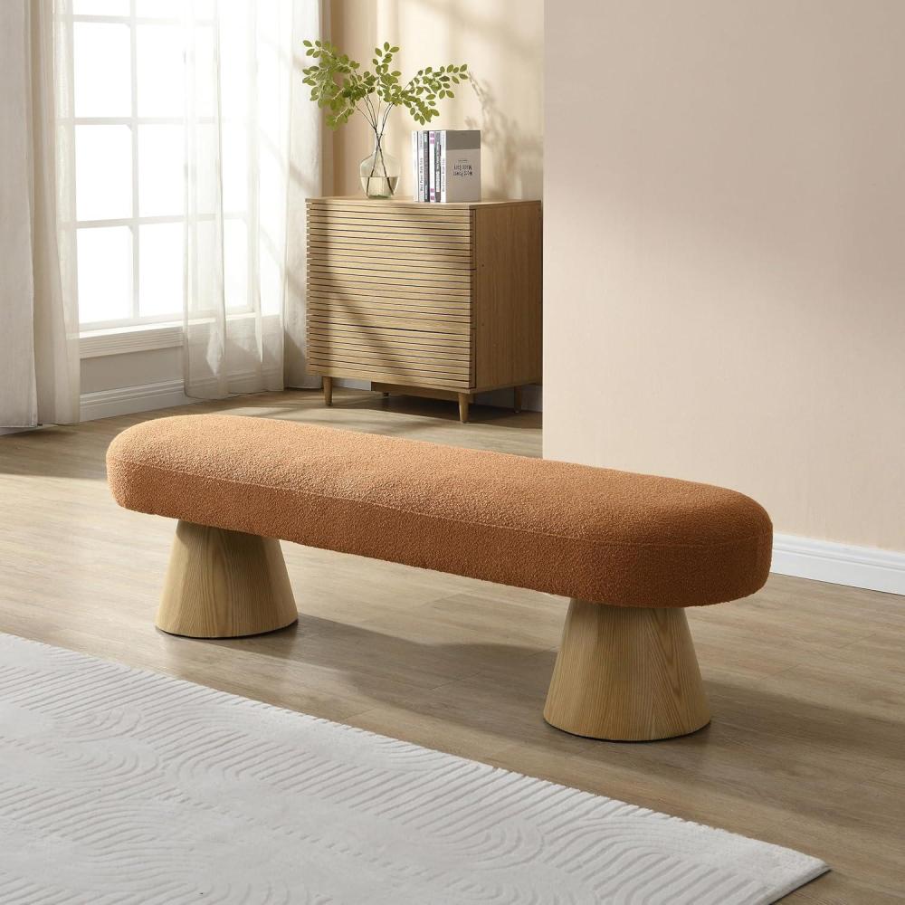 image:imageChristopher Knight Home Manila Chenille Upholstered Dining Bench Modern Ottoman Bench Wooden Entryway Bench Comfort Long Spfa Footstool for Living Room Dining Room No Assembly Needed OatmealOrange64