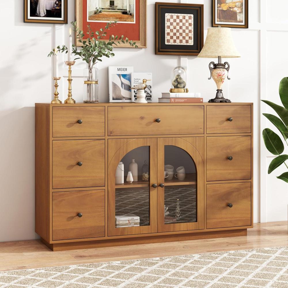 image:imageChristopher Knight Home Mia Modern Storage Cabinet with Doors and Drawers Wooden Sideboard Cabinet with Adjustable Shelf Freestanding Buffet Cabinet with Storage for Dining Room BlackNatural
