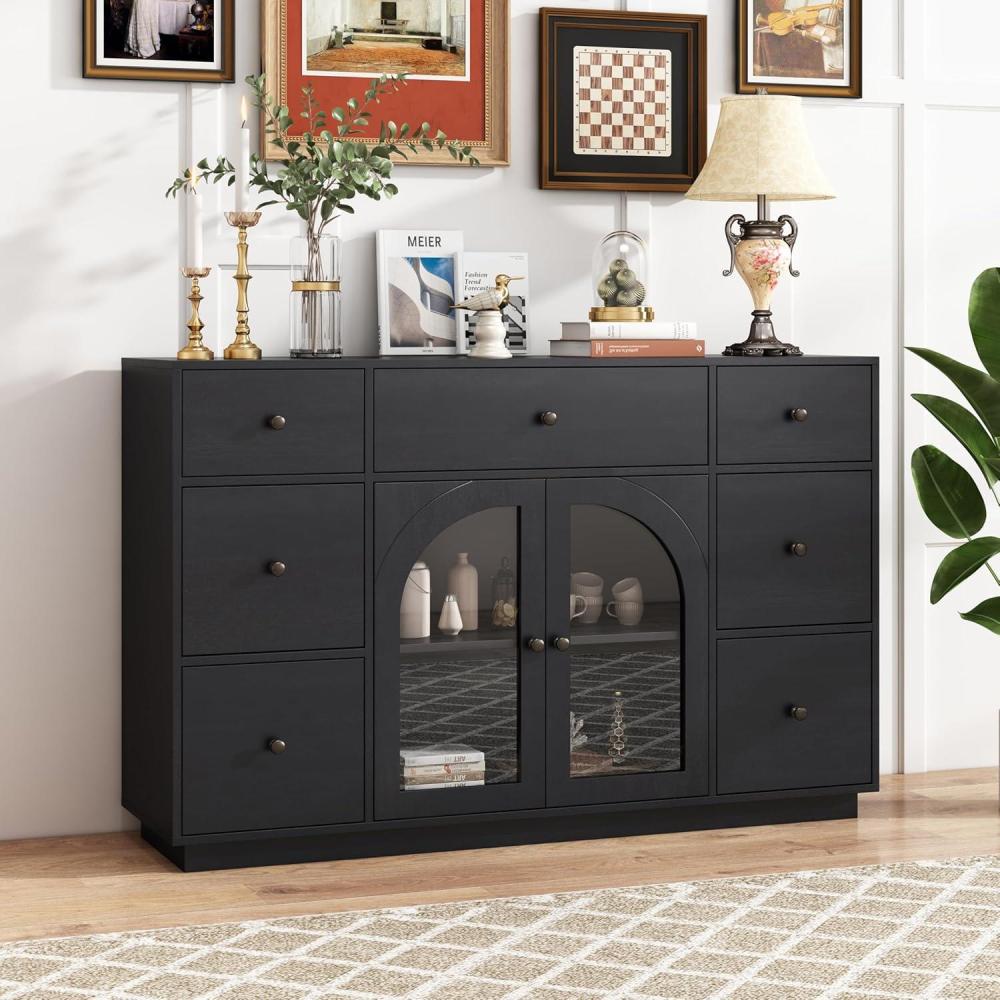 image:imageChristopher Knight Home Mia Modern Storage Cabinet with Doors and Drawers Wooden Sideboard Cabinet with Adjustable Shelf Freestanding Buffet Cabinet with Storage for Dining Room BlackBlack