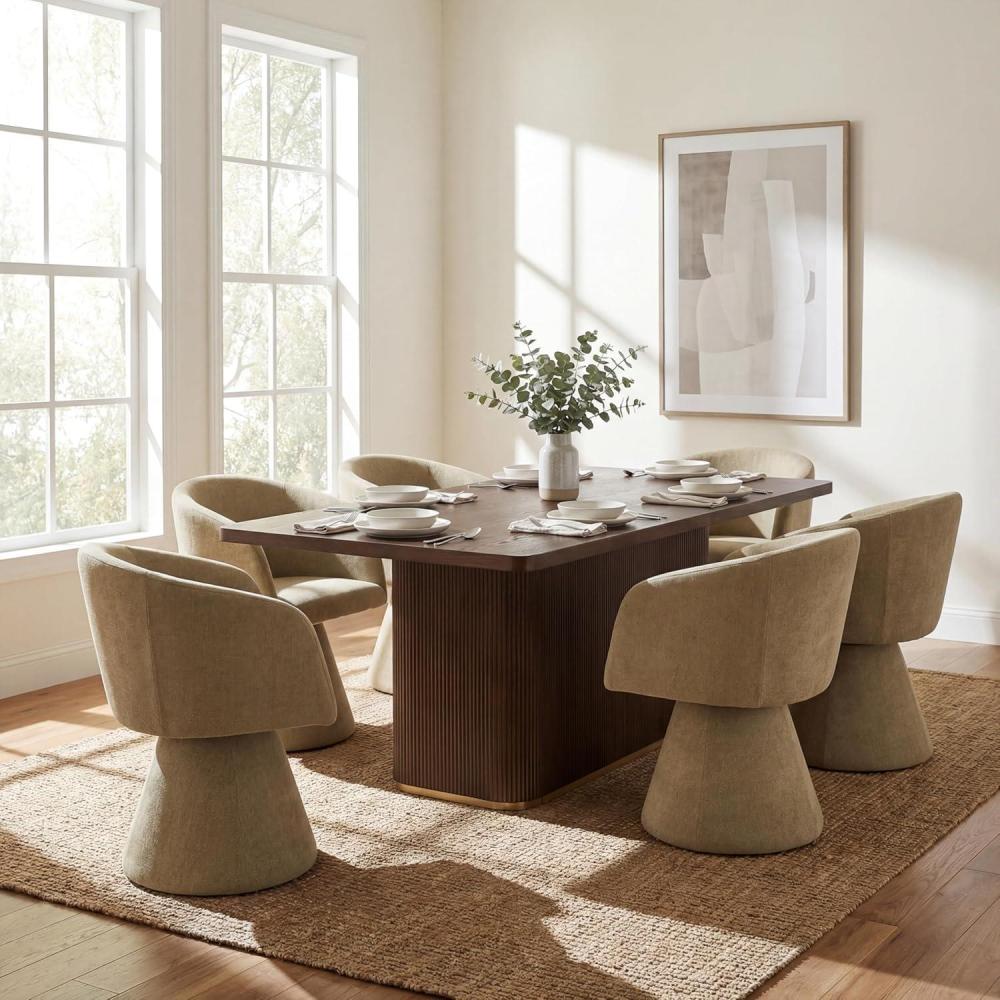 image:imageChristopher Knight Home Scout Modern Dining Table Set for 6 180 Swivel Dining Chair and Table Set Solid Wood Dining Room Table Set for 6 BeigeNaturalLight Greenwalnut