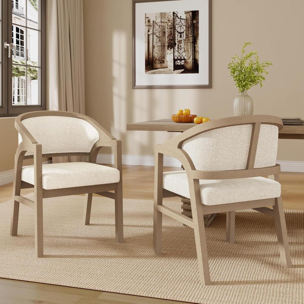 image:imageChristopher Knight Home Sepharine Modern Wooden Dining Chairs Set of 2 Boucle Upholstered Kitchen Side Armchairs Living Room Comfy Reading Chair with Curved Back Extra Seating Light Ash BeigeLight Ash Beige