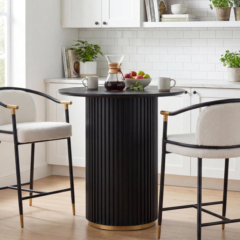 image:imageChristopher Knight Home Zenzi Round Kitchen Bar Table for Home KitchenDining Room Sturdy Wooden Counter Height Pub Table with Fluted Pedestal Base Circle Mid Century Dining Table BlackBlack