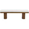 Christopher Knight Home 55″ Chenille Upholstered Bench with Solid Rubber Wood Legs, Modern Farmhouse Bedroom Bench, Padded Entryway Bench Seat, Dining Bench for Living Room End of Bed, Light Brown(Beige)