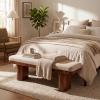 Christopher Knight Home 55″ Chenille Upholstered Bench with Solid Rubber Wood Legs, Modern Farmhouse Bedroom Bench, Padded Entryway Bench Seat, Dining Bench for Living Room End of Bed, Light Brown(Light Brown)
