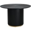 Christopher Knight Home Brasel Modern Round Dining Table Set for 4, Kitchen Table and Dining Chairs Set of 4, Solid Wood Dining Room Table Set for 4, Beige+Forged Brass+Black(Beige+forged Brass+black)