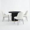 Christopher Knight Home Brasel Modern Round Dining Table Set for 4, Kitchen Table and Dining Chairs Set of 4, Solid Wood Dining Room Table Set for 4, Beige+Forged Brass+Black(Beige+forged Pewter+black)