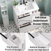 Christopher Knight Home Byron 30″ Bathroom Vanity with Sink, Modern Freestanding Bathroom Sink Cabinet with Drawer, Undermount Vanity Sink Cabinet, Bathroom Storage Cabinet with Sink Combo Set,Natural(White)