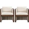 Christopher Knight Home Cabelo Boucle Upholstered Dining Chairs Set of 2, Sturdy Wooden Dining Chair with Curved Back, Modern Armchairs and Thick Cushions, Versatile Indoor Usage, Almond + Walnut(Almond + Walnut)