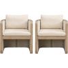 Christopher Knight Home Cabelo Boucle Upholstered Dining Chairs Set of 2, Sturdy Wooden Dining Chair with Curved Back, Modern Armchairs and Thick Cushions, Versatile Indoor Usage, Almond + Walnut(Beige + Natural Ash)