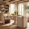 Christopher Knight Home Cabelo Boucle Upholstered Dining Chairs Set of 2, Sturdy Wooden Dining Chair with Curved Back, Modern Armchairs and Thick Cushions, Versatile Indoor Usage, Almond + Walnut(Beige + Natural Ash)