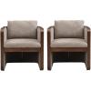 Christopher Knight Home Cabelo Boucle Upholstered Dining Chairs Set of 2, Sturdy Wooden Dining Chair with Curved Back, Modern Armchairs and Thick Cushions, Versatile Indoor Usage, Almond + Walnut(Brown + Walnut)