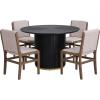 Christopher Knight Home Cashy 5 Piece Dining Table Set for 4, Wooden Dining Set with Pedestal Round Table and Upholstered Chairs, Modern Kitchen and Dining Room Furniture, Light Natural+Beige(Walnut+beige+black)