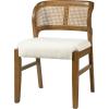 Christopher Knight Home Cayde Upholstered Dining Chairs Set of 2, Kitchen Side Chair with Cane Backrest, Rubberwood Dining Room Chair, Extra Seat for Living Room, Walnut+Beige(Walnut+beige)