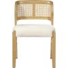Christopher Knight Home Cayde Upholstered Dining Chairs Set of 2, Kitchen Side Chair with Cane Backrest, Rubberwood Dining Room Chair, Extra Seat for Living Room, Walnut+Beige(Natural+beige)