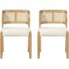 Christopher Knight Home Cayde Upholstered Dining Chairs Set of 2, Kitchen Side Chair with Cane Backrest, Rubberwood Dining Room Chair, Extra Seat for Living Room, Walnut+Beige(Natural+beige)