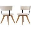 Christopher Knight Home Ceru Fabric Upholstered Dining Chairs Set of 2, Curved Backrest Kitchen Side Chair, Rubberwood Dining Room Armless Chair, Extra Seat for Living Room, Beige+Walnut(Milky White+natural)