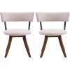 Christopher Knight Home Ceru Fabric Upholstered Dining Chairs Set of 2, Curved Backrest Kitchen Side Chair, Rubberwood Dining Room Armless Chair, Extra Seat for Living Room, Beige+Walnut(Beige+walnut)