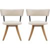 Christopher Knight Home Ceru Fabric Upholstered Dining Chairs Set of 2, Curved Backrest Kitchen Side Chair, Rubberwood Dining Room Armless Chair, Extra Seat for Living Room, Beige+Walnut(Milky White+natural)