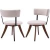 Christopher Knight Home Ceru Fabric Upholstered Dining Chairs Set of 2, Curved Backrest Kitchen Side Chair, Rubberwood Dining Room Armless Chair, Extra Seat for Living Room, Beige+Walnut(Beige+walnut)
