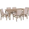 Christopher Knight Home Cole Wooden 7 Piece Dining Table Set with Chairs, Extendable Dining Room Table Set with Butterfly Leaf Design, Rustic Upholstered Dining Chairs Set of 6, Light Natural+Beige(Light Natural+beige)