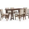 Christopher Knight Home Coston Modern Dining Table Set for 6, Kitchen Table and Dining Chairs Set of 6, Solid Wood Dining Room Table Set for 6, Beige+Walnut