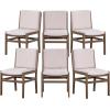 Christopher Knight Home Dean Rubber Wood Dining Chairs Set of 6, Modern Upholstered Dining Chairs, Armless Kitchen Chairs, Dining Room Living Room Accent Chair for Extra Seat, Walnut+Beige(Walnut+beige)