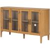 Christopher Knight Home Eileen Modern Storage Cabinet with 4 Doors, Large Size Buffet Cabinet with Storage and Adjustable Shelf, Wooden Sideboard Cabinet for Dining Room/Kitchen/Living Room, Natural(Natural)