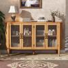 Christopher Knight Home Eileen Modern Storage Cabinet with 4 Doors, Large Size Buffet Cabinet with Storage and Adjustable Shelf, Wooden Sideboard Cabinet for Dining Room/Kitchen/Living Room, Natural(Natural)