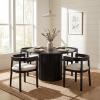 Christopher Knight Home Elev Modern Round Dining Table Set for 4, 5 Piece Dining Room Table Set for 4, Kitchen Table and Chair Set of 4, Black+Milky White