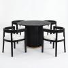 Christopher Knight Home Elev Modern Round Dining Table Set for 4, 5 Piece Dining Room Table Set for 4, Kitchen Table and Chair Set of 4, Black+Milky White