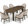 Christopher Knight Home Gernang Mid-Century Modern Dining Table Set for 4, Solid Wood Kitchen Table and Dining Chairs Set of 4, Rubberwood Dining Room Table Set for 4, Beige+Walnut(Dining Set for 6)