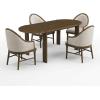 Christopher Knight Home Gernang Mid-Century Modern Dining Table Set for 4, Solid Wood Kitchen Table and Dining Chairs Set of 4, Rubberwood Dining Room Table Set for 4, Beige+Walnut(Dining Set for 4)