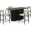 Christopher Knight Home Grace 5 Piece Bar Table and Chairs Set for 4, Modern Counter Table & Bar Chairs Set for Kitchen and Dining Room Furniture, Metal Upholstered Counter Stools, Black+Beige+Gold(Black+beige+gold)