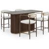 Christopher Knight Home Grace 5 Piece Bar Table and Chairs Set for 4, Modern Counter Table & Bar Chairs Set for Kitchen and Dining Room Furniture, Metal Upholstered Counter Stools, Black+Beige+Gold(Walnut+beige+gold)