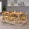Christopher Knight Home Idalia Mid-Century Modern 7 Piece Dining Set, Light Beige and Walnut(Natural Oak + Green Tea)