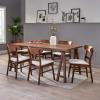 Christopher Knight Home Idalia Mid-Century Modern 7 Piece Dining Set, Light Beige and Walnut(Walnut + Light Beige)