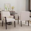 Christopher Knight Home Inmax Modern Upholstered Dining Chair Set of 2, Solid Wood Kitchen Side Chair, Wooden Dining Armchair, Extra Seat for Living Room, Light Beige+Brown(Beige+black)