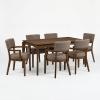 Christopher Knight Home Jarvan Modern Dining Table Set for 6, Kitchen Table and Dining Chairs Set of 6, Solid Wood Dining Room Table Set for 6, Dark Beige+Walnut