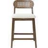 Christopher Knight Home Kaylin Modern Counter Height Bar Stools Set of 2, Upholstered Bar Stool for Kitchen Island, Rubberwood Dining Room Chair, Counter Stool with Footrest, Natural+Beige(Brown+beige/Rattan Back)